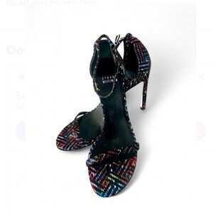 Stuart Weitzman 4” Heels Multicolor Suede Open Toe Iconic Nudist Ankle Strap 6.5